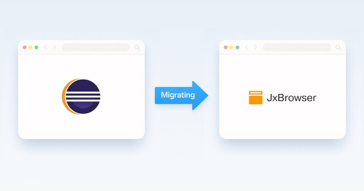 🔄 Still using SWT Browser?

In our new article, we show how to migrate to #JxBrowser, call by call.

We show how to replace every original method with an equivalent from JxBrowser, and much more.

📄 Read the full article: bit.ly/3H6GOiu