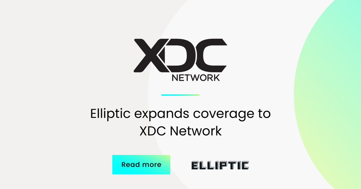 Elliptic (@elliptic) on Twitter photo 🧩 Elliptic expands coverage to XDC Network
We’re pleased to announce that the <a href="/XDCFoundation/">XDC Foundation</a> is now supported on the Elliptic platform.
This integration enables institutions on XDC to access Elliptic’s AML and blockchain analytics solutions—supporting its specialized focus on 🧩 Elliptic expands coverage to XDC Network
We’re pleased to announce that the <a href="/XDCFoundation/">XDC Foundation</a> is now supported on the Elliptic platform.
This integration enables institutions on XDC to access Elliptic’s AML and blockchain analytics solutions—supporting its specialized focus on