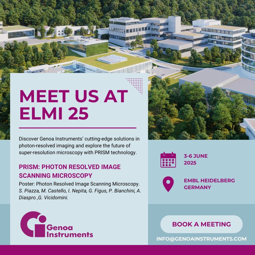 🔬 Genoa Instruments @ ELMI 2025 – Let’s Meet in Heidelberg! We’re looking forward to sharing what we’ve been working on, and to connecting with the microscopy community in such an inspiring setting. 📩 Want to meet? Drop us a line or come say hi at the conference! #ELMI2025