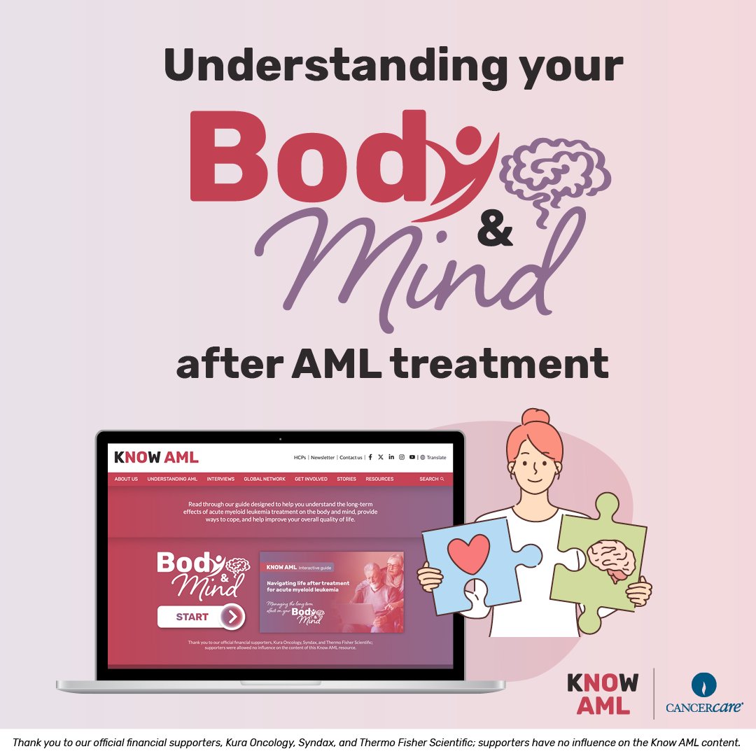 KNOW_AML's tweet image. Would you like to learn about the long-term effects of acute myeloid leukemia treatment on your body? Read our guide and share it: loom.ly/xFLiZZI
#KnowAML