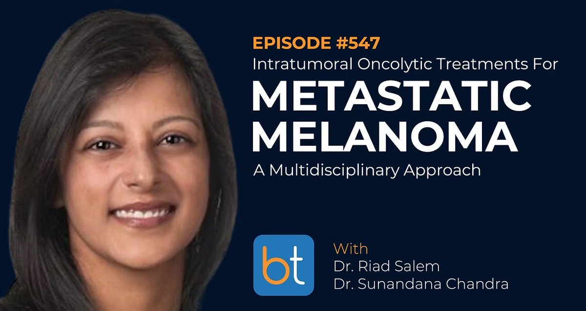 BackTable Vascular and Interventional (@_backtable) on Twitter photo Today on BackTable: How can medical & interventional oncologists team up to fight metastatic melanoma? Drs. Sunandana Chandra & <a href="/riadsalemIR/">Riad Salem</a> dive into emerging intratumoral oncolytic viruses & immunotherapy, as well as trials such as DREAMseq, CheckMate 067 & IGNYTE-3
Stream Today on BackTable: How can medical & interventional oncologists team up to fight metastatic melanoma? Drs. Sunandana Chandra & <a href="/riadsalemIR/">Riad Salem</a> dive into emerging intratumoral oncolytic viruses & immunotherapy, as well as trials such as DREAMseq, CheckMate 067 & IGNYTE-3
Stream