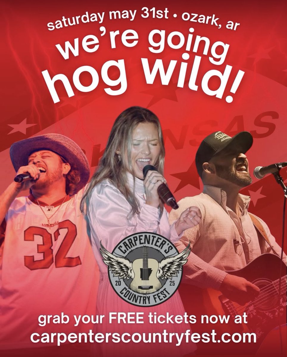 TheCMBeat (@thecmbeat) on Twitter photo Carpenter’s Country Fest is happening Saturday, May 31st in Ozark, Arkansas!
The lineup includes @LanceCarpenter, <a href="/MarybethBMusic/">Marybeth Byrd Music ☆</a>, Tyler Kinch, Sylamore Special and MORE!
Head to CarpentersCountryFest.com for tickets! 🎟️
Read about the festival here: thecmbeat.com/2025/05/25/car… Carpenter’s Country Fest is happening Saturday, May 31st in Ozark, Arkansas!
The lineup includes @LanceCarpenter, <a href="/MarybethBMusic/">Marybeth Byrd Music ☆</a>, Tyler Kinch, Sylamore Special and MORE!
Head to CarpentersCountryFest.com for tickets! 🎟️
Read about the festival here: thecmbeat.com/2025/05/25/car…