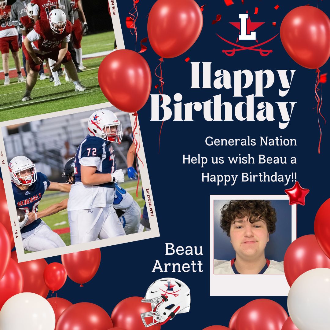 YetteFootball's tweet image. Generals, help us wish #72 Beau Arnett a Happy Birthday!!