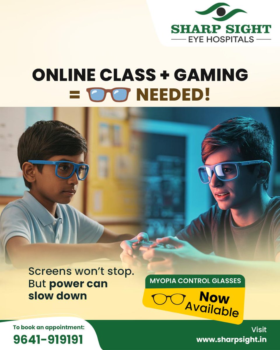 Screens, studies, and scrolling—kids’ eyes go through a lot these days!
👀📱📚

Worried about their increasing eye number?
We’ve got a smart solution!
✨ Special lenses designed to protect their vision as they grow!

Let their curiosity grow, not their spectacle number!
🧠➡️📈