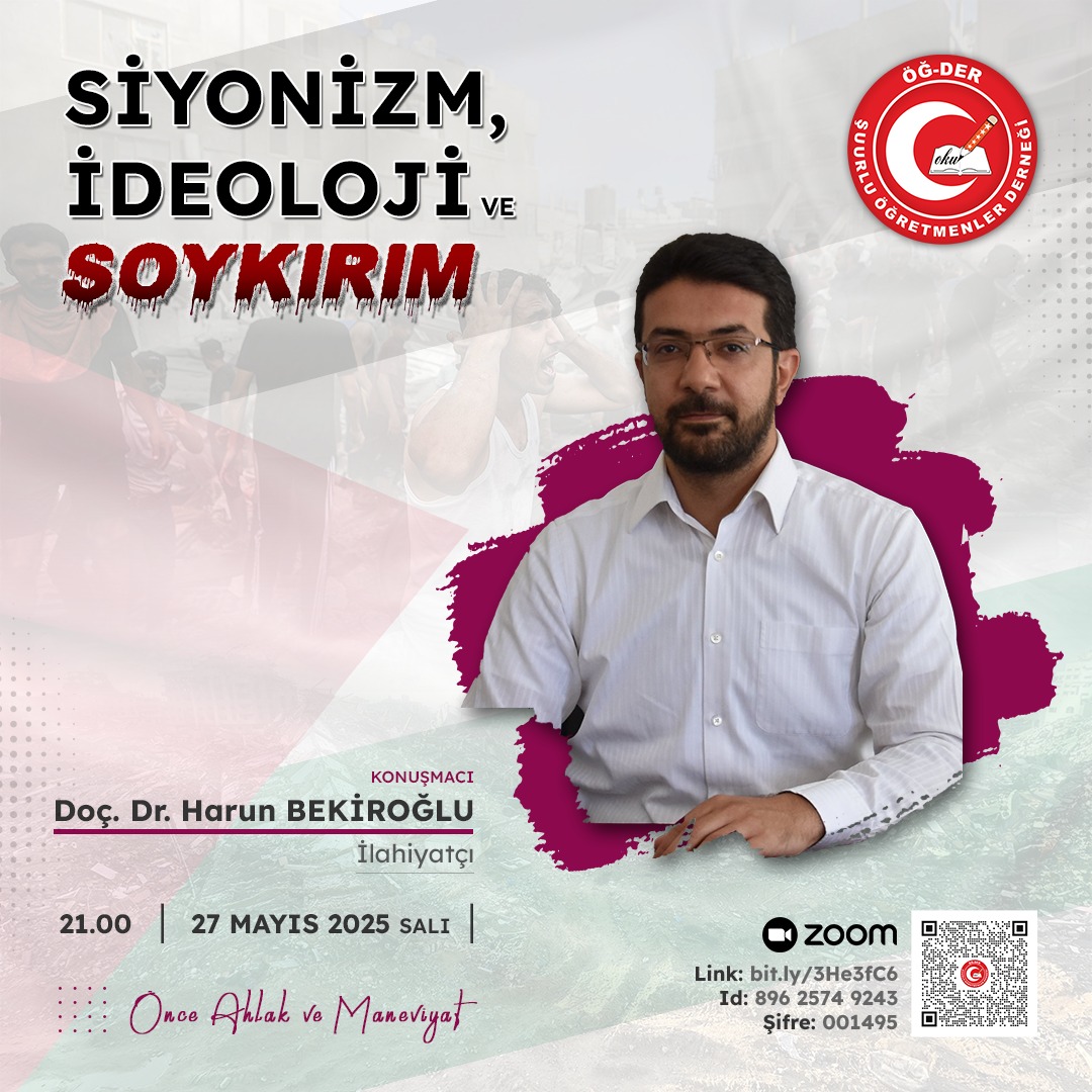Bu akşam  21:00'da Doç. Dr. Harun BEKİROĞLU  'Siyonizm,İdeoloji ve Soykırım' başlıklı konuşmasını afişteki linkten canlı dinleyebilirsiniz.