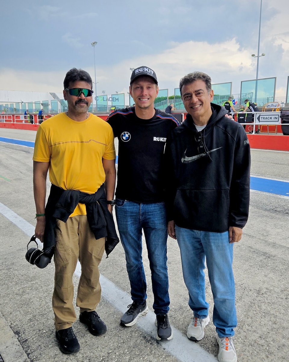 Ajith sir with Moto Racer Michael Vandemark and Srikanth sir. 

| #Ak #Ajith #AjithKumar | #AjithkumarRacing |