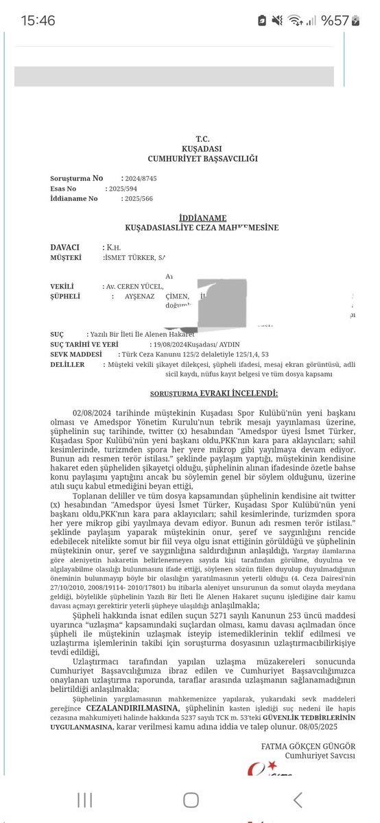 avaysenazcimen's tweet image. İlk defa sanık olarak yargılanacağım.Sebep ise;Amedspor&apos;un eski yönetim kurulu üyesi İsmet Türker,Kuşadası Spor Klubü başkanı olduğunda attığım sahil kesimlerindeki PKK yapılanması tweetim.Davanın bir sene sonra Terörsüz Türkiye sürecinde açılması dikkat çekici.
Diyecek sözüm yok