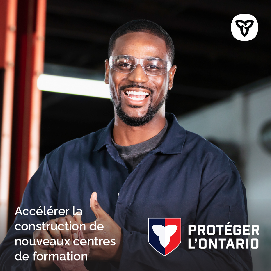 Nous protégeons les travailleurs de l’Ontario grâce à des changements qui accélèrent la construction des centres de formation, afin d’offrir une meilleure formation, des emplois de qualité avec des salaires plus élevés.

Pour en savoir plus: news.ontario.ca/fr/release/100…