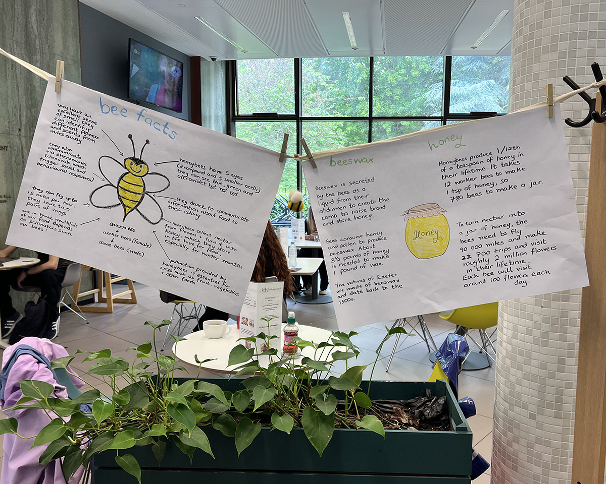 ExeterCathedral's tweet photo. Today Riddler in Residence, Bernadette Russell, has been hosting creative writing sessions at Exeter Library. Today's session was inspired by bees and Exeter Cathedral's collection of medieval votives which are made from hollow beeswax. 🐝 #ExeterCathedral #RiddlerInResidence @HeritageFundUK @HeritageFundL_S