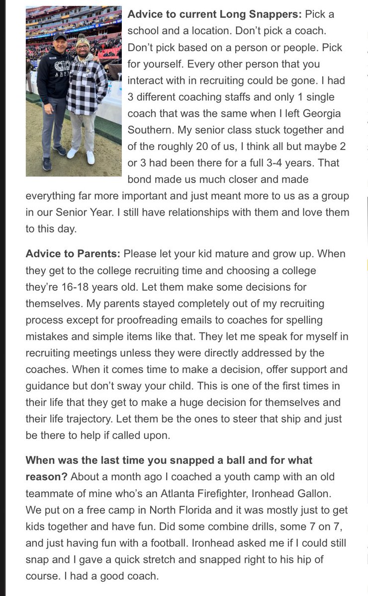 NEW “Where Are They Now” featuring Jake Abraham! 

Abraham gives some great advice for Long Snappers, parents and on life in general. 

Enjoy —> rubiosblog.com/?p=12209

#RubioFamily | #ToeTheLine