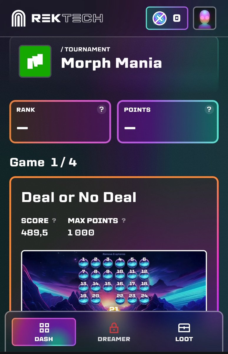 edward_evm's tweet photo. 🎮 Just scored 489.5/1000 on Game 1/4: Deal or No Deal by REKTECH!

The tension is real with only a few hours left ⏳
4 games. Max rewards. Pure strategy.
Will you take the deal… or risk it all? 👀

🕹️ Play now:  #REKTECH 

@morphnetwork @LxKus @morph_intern - Thank you for this wonderful opportunity to earn rewards in #MorphMania