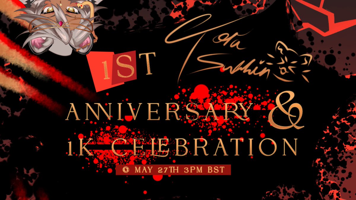 Gone 🔴 for my 1st anniversary and 1K celebration!

It would mean the world if you were able to come and support me!
🐯🔥

—————————————————

💜: m.twitch.tv/TigressTora
❤️: youtube.com/TheToraEmpire