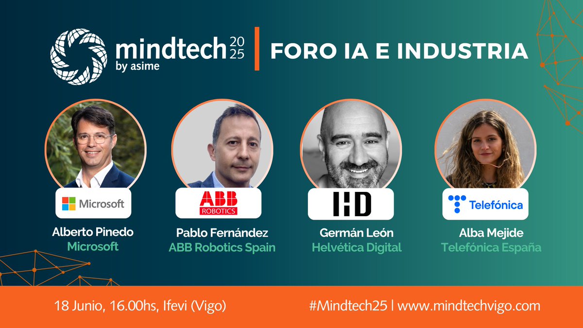 🚀 ¿Quieres descubrir todo el potencial de la inteligencia artificial en el sector industrial?
 
El próximo 18 de junio, de 16:00 a 17:30, no te pierdas el Foro IA e Industria en #Mindtech25, la feria referente del Polo Ibérico.
 
📍Más información aquí 👉 lnkd.in/dqRB4yp9