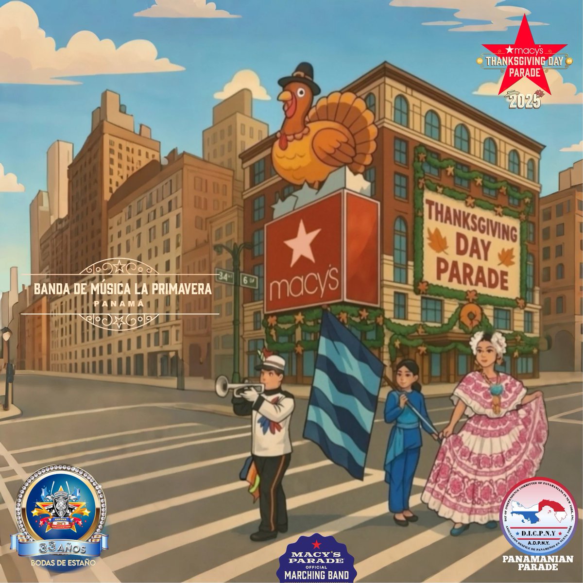 ¡🇵🇦Panamá, en Seis meses, lograremos juntos hacer historia!
Por primera vez,  llevaremos el ritmo, el color y el orgullo panameño al escenario más grande del mundo, en la 99ª edición del <a href="/Macys/">Macy's</a>  Thanksgiving Day Parade 2025. 

¡Allá vamos, Nueva York! 🗽🦃🌟