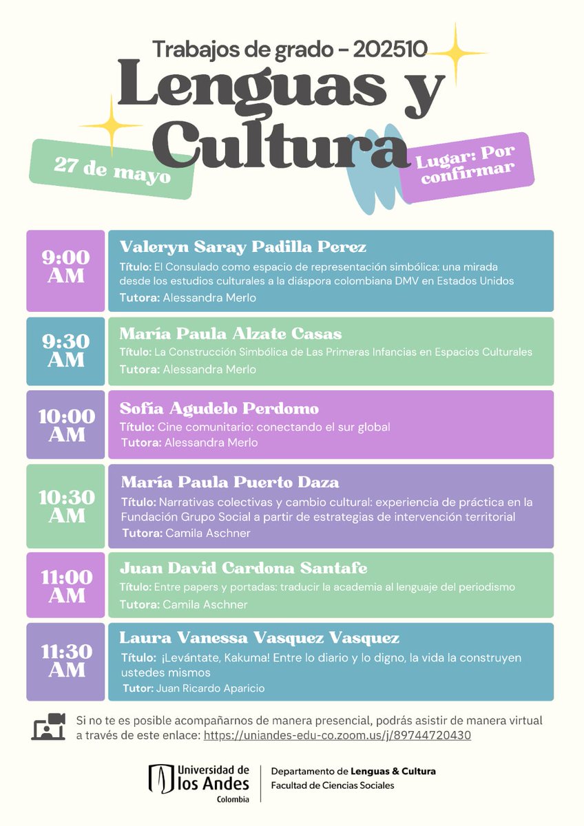 Acá en la sesión de trabajos de grado, apropiado y llevando a los Estudios Culturales a nuevos rumbos y direcciones...mi admiración por este combo!!