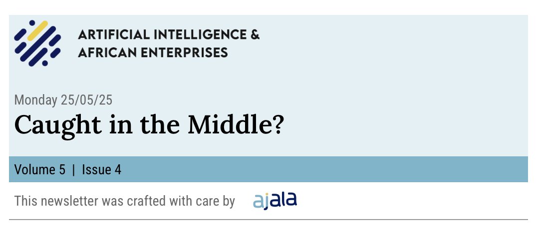 ajalaStudios's tweet photo. Happy first day back from Bank Holiday for all who celebrate 😃

Volume 5 | Issue 4

On Monday, we published the May edition of our #AI &amp; #African Enterprises newsletter:

"Caught in the Middle? The Future of AI Compute in Africa" https://t.co/gQsrTUcgoL