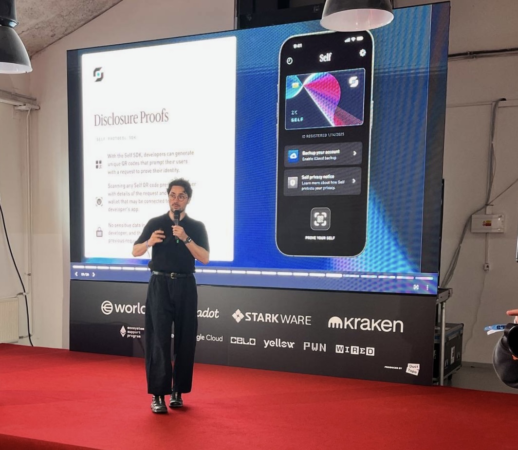 Self Protocol (@selfprotocol) on Twitter photo πΈ Live from the <a href="/EthPrague/">ETHPrague</a> Seed stage: Self co-founder & Head of Engineering <a href="/rems000/">turnoffthiscomputer</a> presenting "The Last CAPTCHA: How Self is Verifying Identity With ZK Proofs"
At the conference? Stop by the <a href="/Celo/">Celo.eth/acc π¦ π³</a> ecosystem booth to learn more about Self's ZK-powered identity solutions π€ πΈ Live from the <a href="/EthPrague/">ETHPrague</a> Seed stage: Self co-founder & Head of Engineering <a href="/rems000/">turnoffthiscomputer</a> presenting "The Last CAPTCHA: How Self is Verifying Identity With ZK Proofs"
At the conference? Stop by the <a href="/Celo/">Celo.eth/acc π¦ π³</a> ecosystem booth to learn more about Self's ZK-powered identity solutions π€