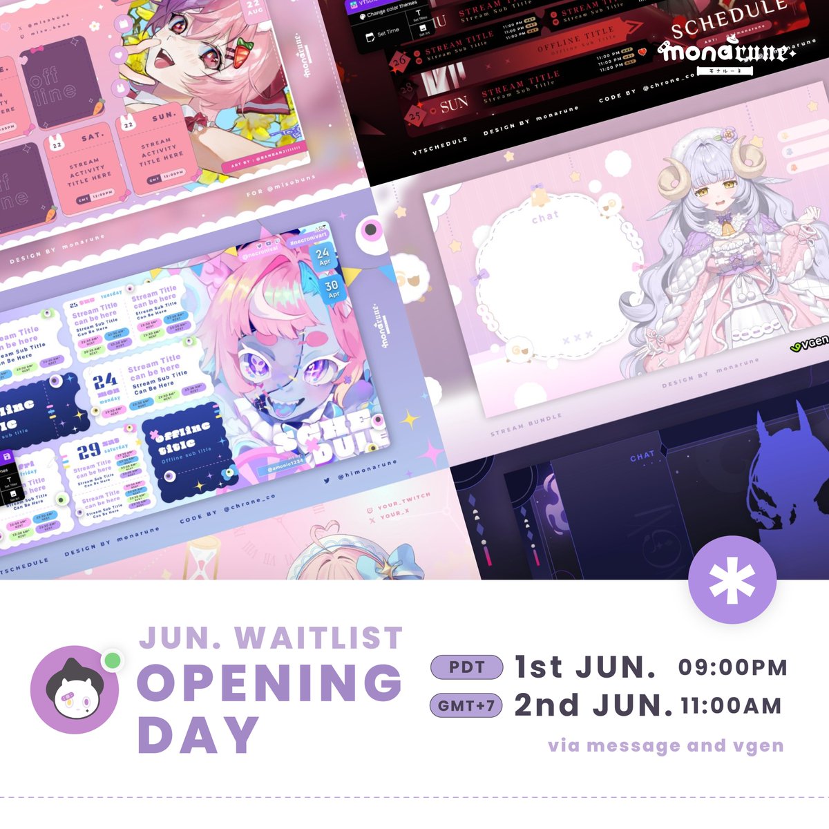 Hi everyone! Its rainy season at my hometown. How's your?
The June's wa. is near. I'm here to remind the date 📝

I'll going to open the wa. on     

⏰1st Jun. 9:00 PM PDT       
⏰2nd Jun. 11:00 AM GMT+7

see you soon 💜
