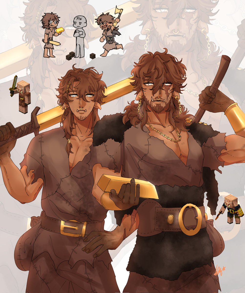 Piglins humanizados 🤎 (Meu estilo) 
#Minecraft #art