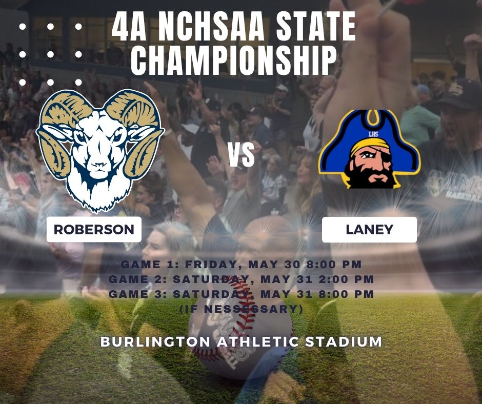 🚨🚨STATE CHAMPIONSHIP SCHEDULE🚨🚨

Game 1: Friday, May 30 8:00 PM
Game 2: Saturday, May 31 2:00 PM
Game 3: Saturday, May 31 8:00 PM
(IF NESSESSARY)

📍 Burlington Athletic Stadium
1450 Graham St, Burlington, NC 27217