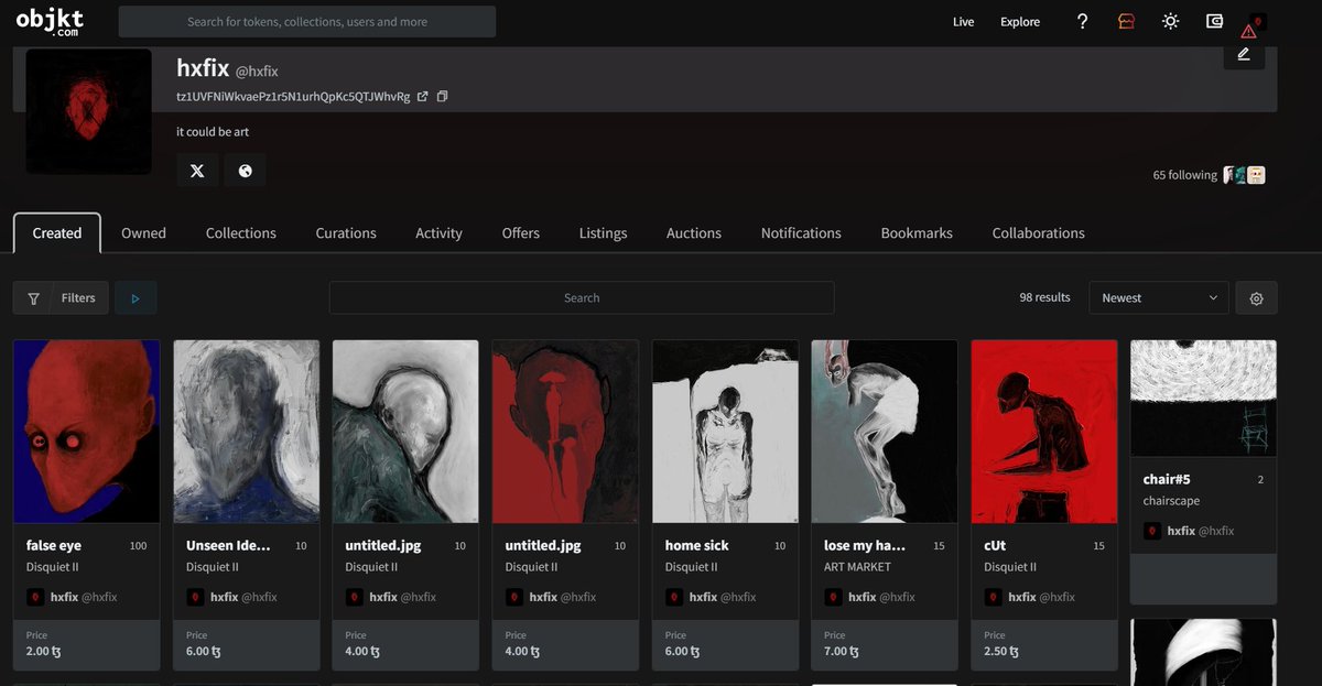 The edition pieces are up on objkt—take a look!
objkt.com/@hxfix