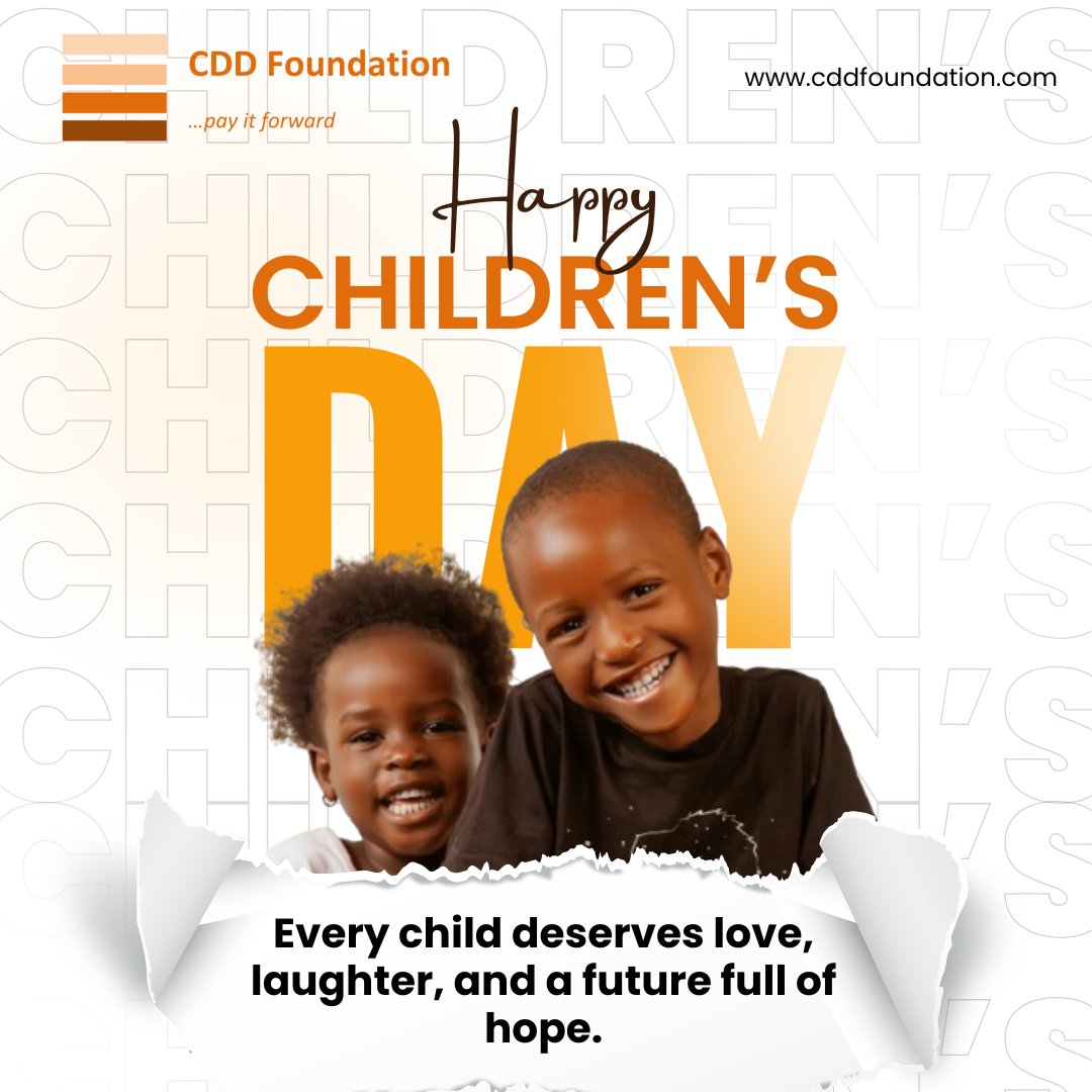 cddfoundation's tweet photo. This Children’s Day, we celebrate the joy and resilience of every child we’ve reached—and those we are yet to meet.
Together, let’s keep making the world a better place, one child at a time.
Happy Children’s Day from all of us at CDD Foundation! 🎉🧒🏾👧🏽
#ChildrensDay #PayItForward https://t.co/BHt0YrIiCz