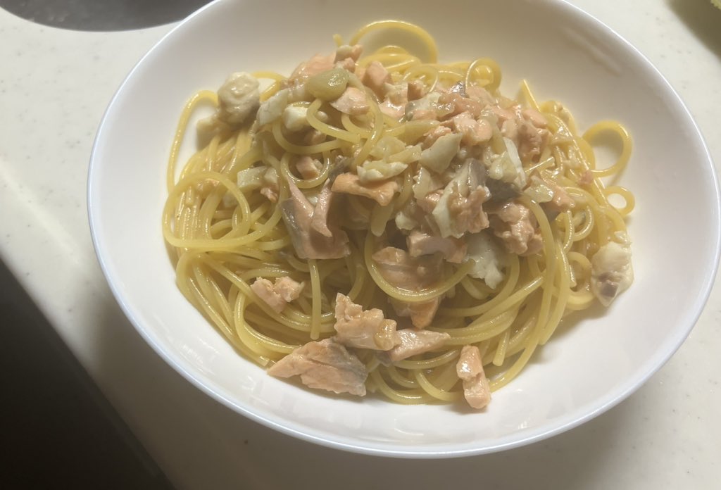 鮭のペペロンチーノ
