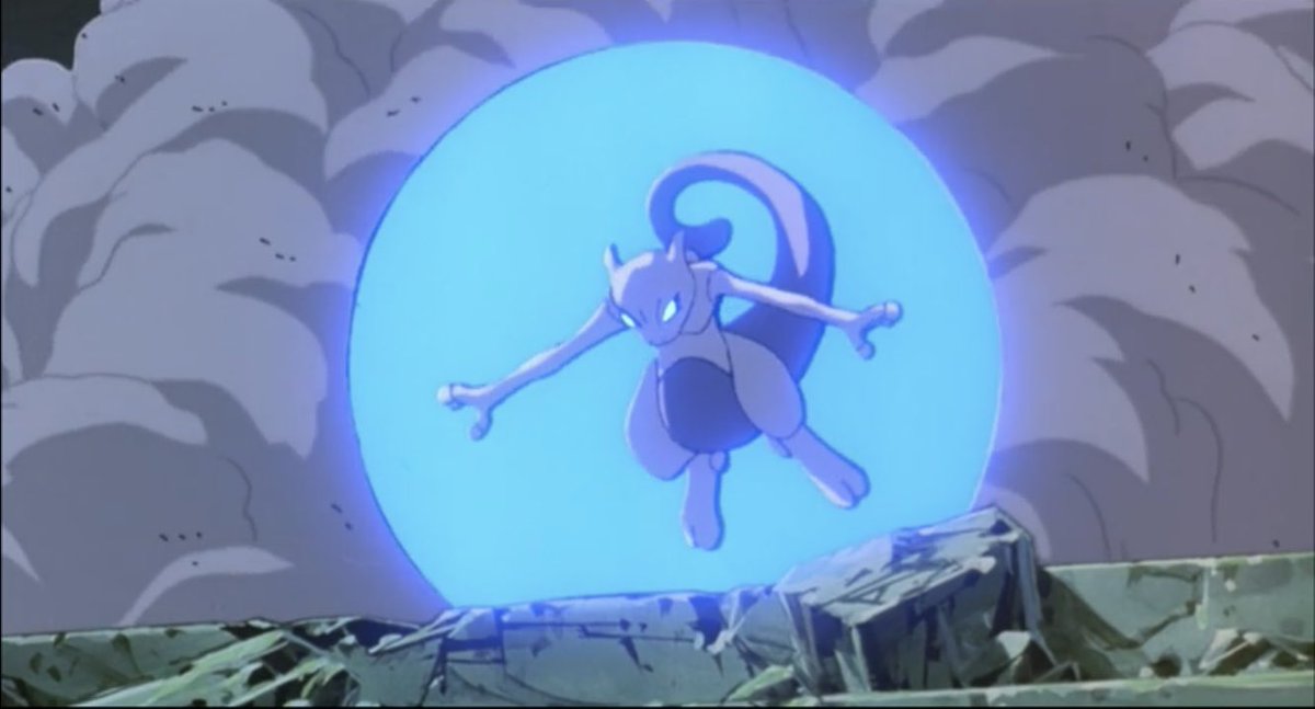 mewtwo_lives's tweet image. 逆襲でミュウに反撃されたミュウツーの呻き声が好き。
その後目を光らせながら砂煙から出てくるカッコいい姿も好き。