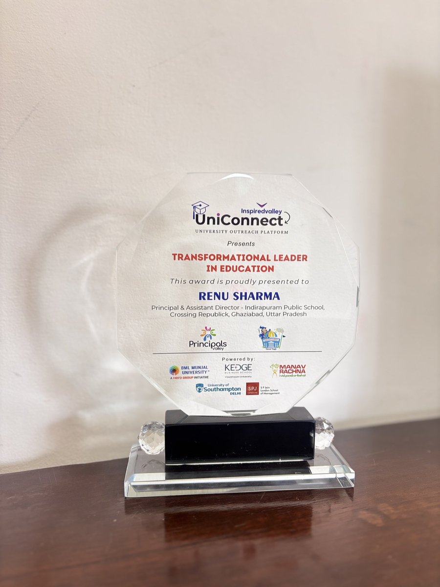 We are thrilled to share that Ms. Renu Sharma, Principal and Assistant Director of Indirapuram Public School, has been honoured with the Transformational Leader in Education Award by Uniconnect! 
Heartiest congratulations for this well-deserved honour!