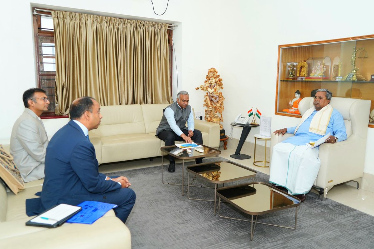 CM of Karnataka (@cmofkarnataka) on Twitter photo Chief Minister <a href="/siddaramaiah/">Siddaramaiah</a> had a meeting with the leadership of Applied Materials.
With a strong two-decade presence in Bengaluru, they shared an impressive blueprint to kickstart a transformative chapter in KarnatakaтАЩs semiconductor journey.
Our government is committed to Chief Minister <a href="/siddaramaiah/">Siddaramaiah</a> had a meeting with the leadership of Applied Materials.
With a strong two-decade presence in Bengaluru, they shared an impressive blueprint to kickstart a transformative chapter in KarnatakaтАЩs semiconductor journey.
Our government is committed to