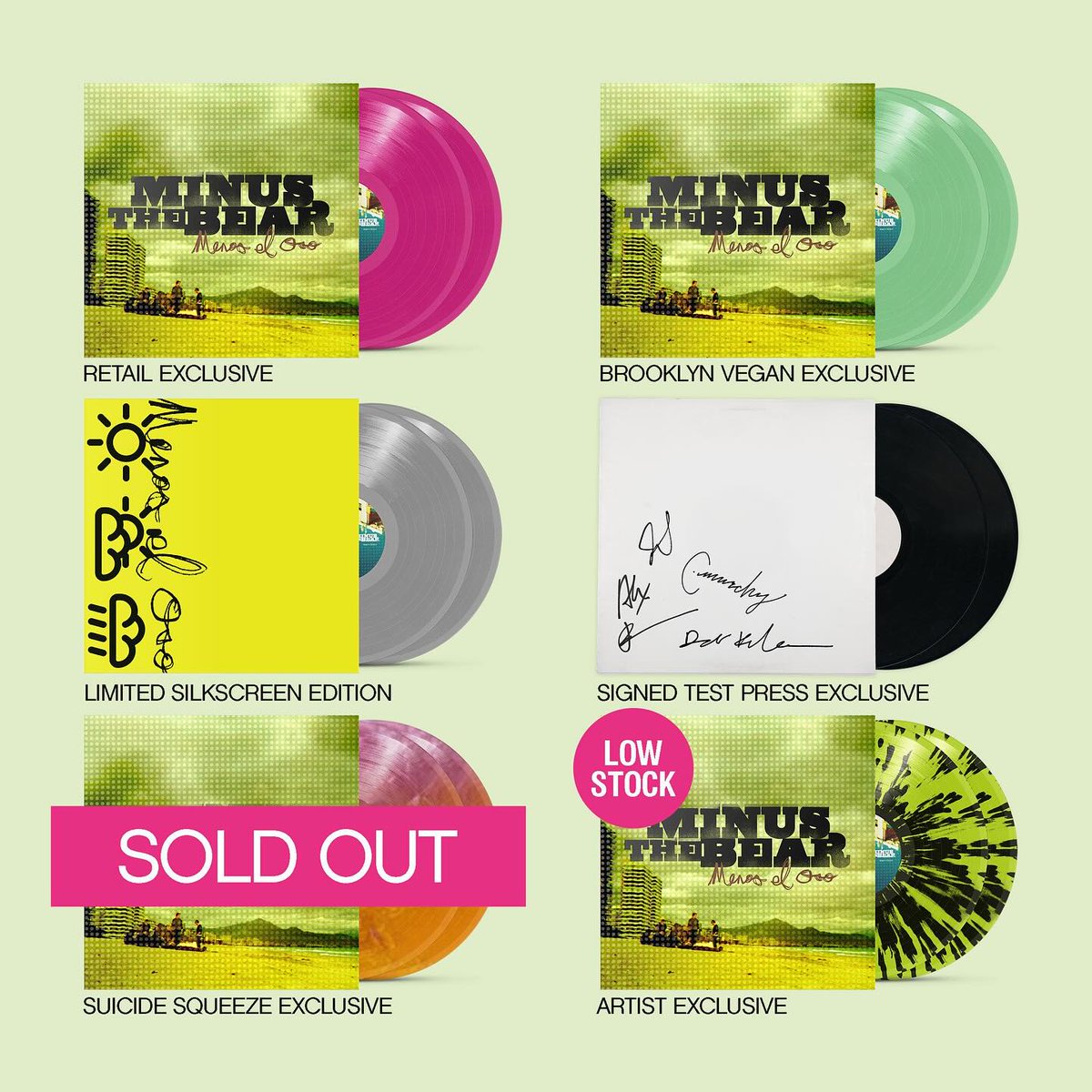 *LOW STOCK ALERT* on our black + lime deluxe edition 2XLPs! Last chance to get your hands on the first pressings &amp; exclusive band variant featuring Los Archivos Del Oso here: lnk.to/mtbdlx