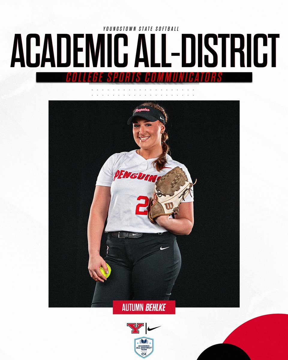 YSUSoftball's tweet image. Four Named to @CollSportsComm Academic All-District Softball Team
🔴 Autumn Behlke
⚪️ Kennedy Dean
🔴 Taylor Truran
⚪️ Lydia Wilkerson
🔗: tinyurl.com/2chapjhb
#GoGuins #HLSB