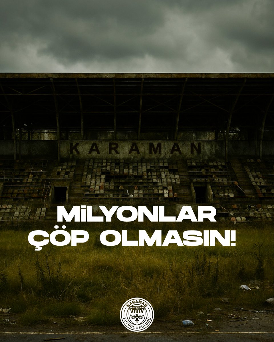KaramanFKResmi's tweet photo. MİLYONLAR ÇÖP OLMASIN!

Bugün evimizde oynadığımız son maçın üzerinden tam 1 ay geçti ve görünen o ki daha çok aylar umutsuz bekleyişle geçecek. 35 milyon $ gibi bir bütçeyle GSB tarafından inşaa edilen stadyumumuz, eğer ki şehrin tek profesyonel takımı Karaman FK'ya sahip çıkılmazsa sonsuza kadar boş kalmaya devam edecek. Karaman'ın tek sosyal aktivite alanı, Karamanlı gençlerin sahada oynamak için hayaller kurduğu evimiz harabe olmasın, Karaman FK sahipsiz kalmasın! 

#KaramanFKsahipsiz