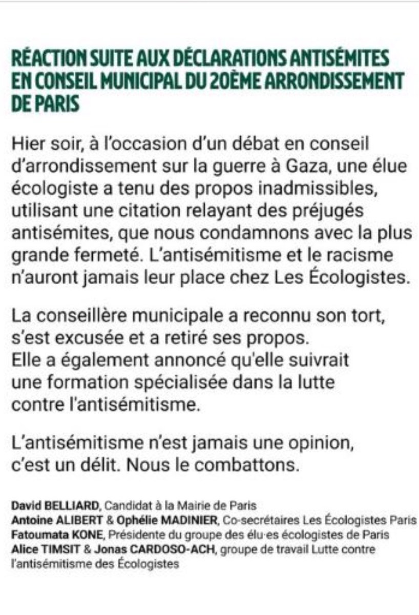 Je trouve bien que EELV, comme LFI, organise des formations contre l’antisémitisme. C’est une preuve d’honnêteté que de reconnaître qu’il y a un vrai besoin.