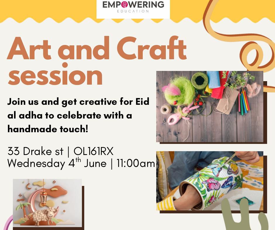 Get crafty for Eid!
Join us for a fun, hands-on session where we’ll be making adorable Eid dessert baskets – perfect for gifting or enjoying yourself!

#EidCrafts #EidAlAdha2025 #CreativeCelebrations #RochdaleEvents #EidGifts #DIYWithLove