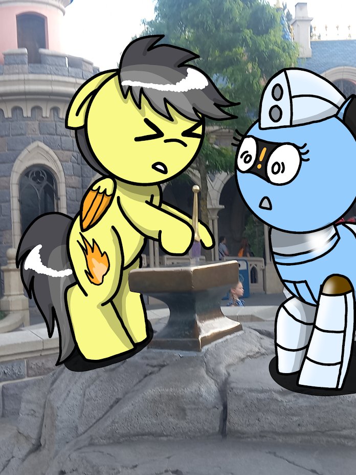 "The Sword in the Stone"
I found the Excalibur in FantasyLand. It's King Arthur's sword from that animated movie from 1963 

🔔NEW ANIMATION 🔔
⛏️ (another one)