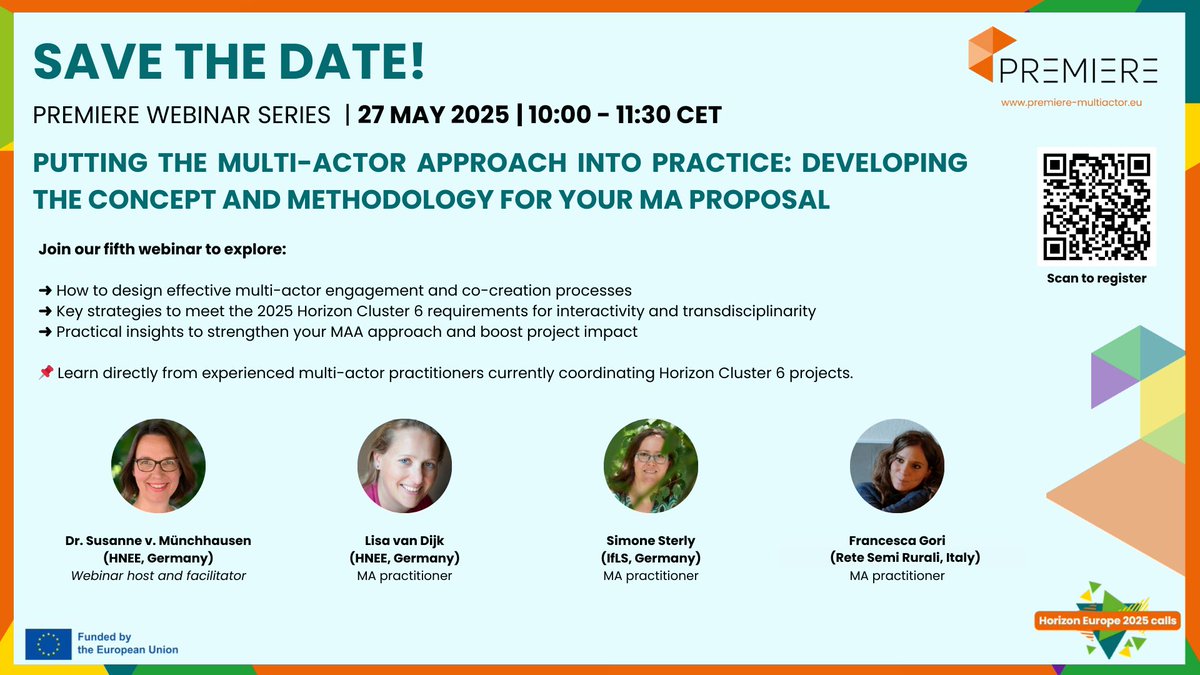 🌱 How can we really do co-creation in #HorizonEU proposals?

💡 Key webinar takeaways:

🟠 Start #MAA early—before writing
⚪ Co-creation = mindset, not a checkbox
🟠 Tailor MAA to project type
⚪ Use PAR &amp; Living Labs 
🟠 Create spaces for ongoing collaboration

🎥 Replay soon