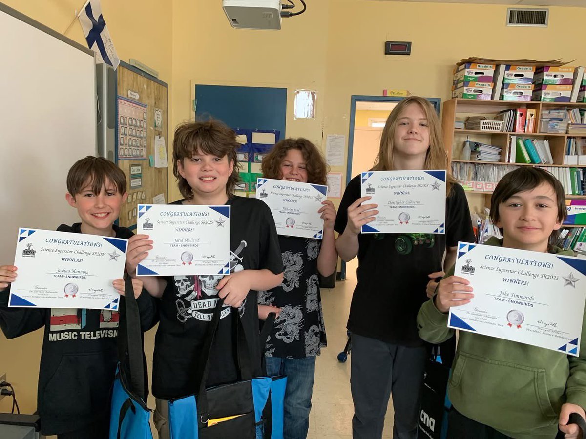 The winners of our Science Rendezvous Grade 6 quiz!

Congratulations to the Star Sharks who took first place and the Snowbirds who took second place.

<a href="/NLSchoolsCA/">NLSchools</a> <a href="/LW_Science/">Science Rendezvous - Labrador West</a>