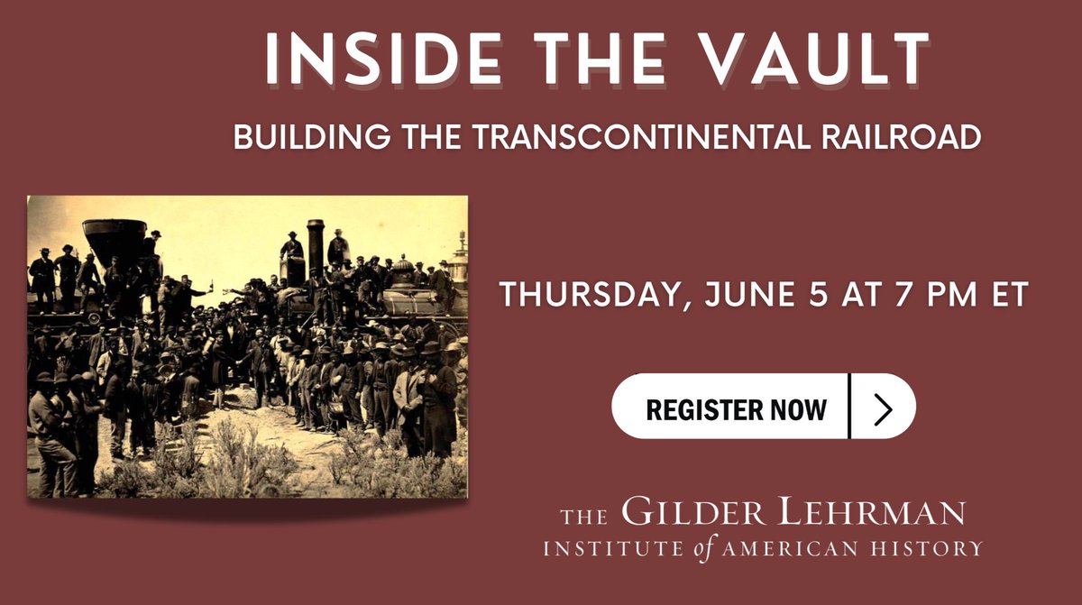 Join us for the next #InsidetheVault on June 5! We'll discuss the construction of the Transcontinental Railroad with  Stanford University professor Gordon H. Chang.

Learn more and register: ow.ly/5zq650VZcLe