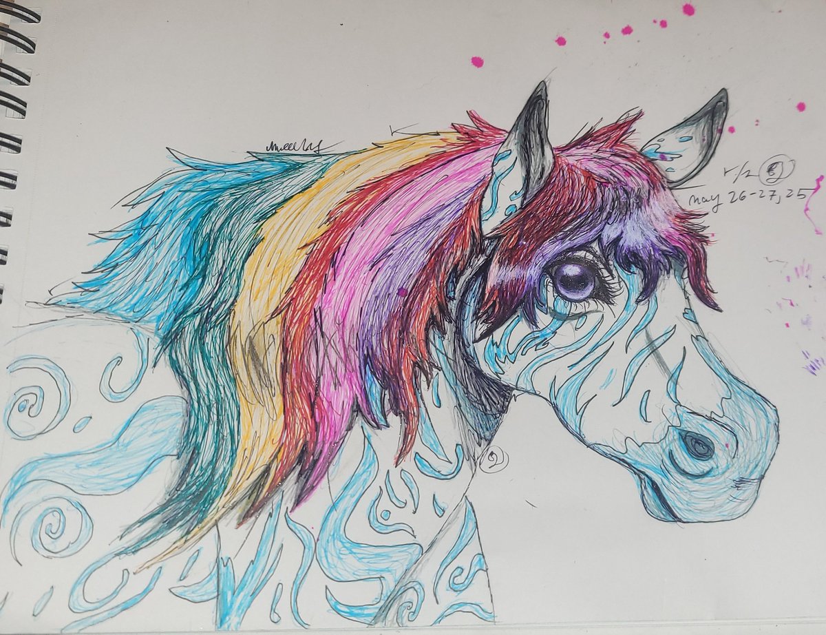 Just got done drawing this after starting it last night, love how it turned out 😁

#horse #zebra #art #artwork #drawing #pen #color #animal #arts #stripes