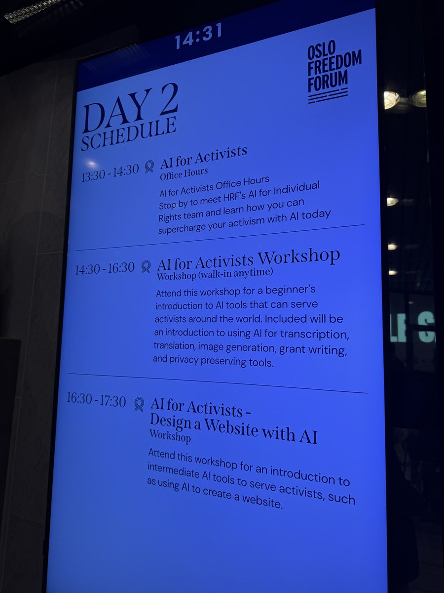 AI for Activists session at <a href="/OsloFF/">Oslo Freedom Forum (OFF)</a> 2025 #OsloFreedomForum