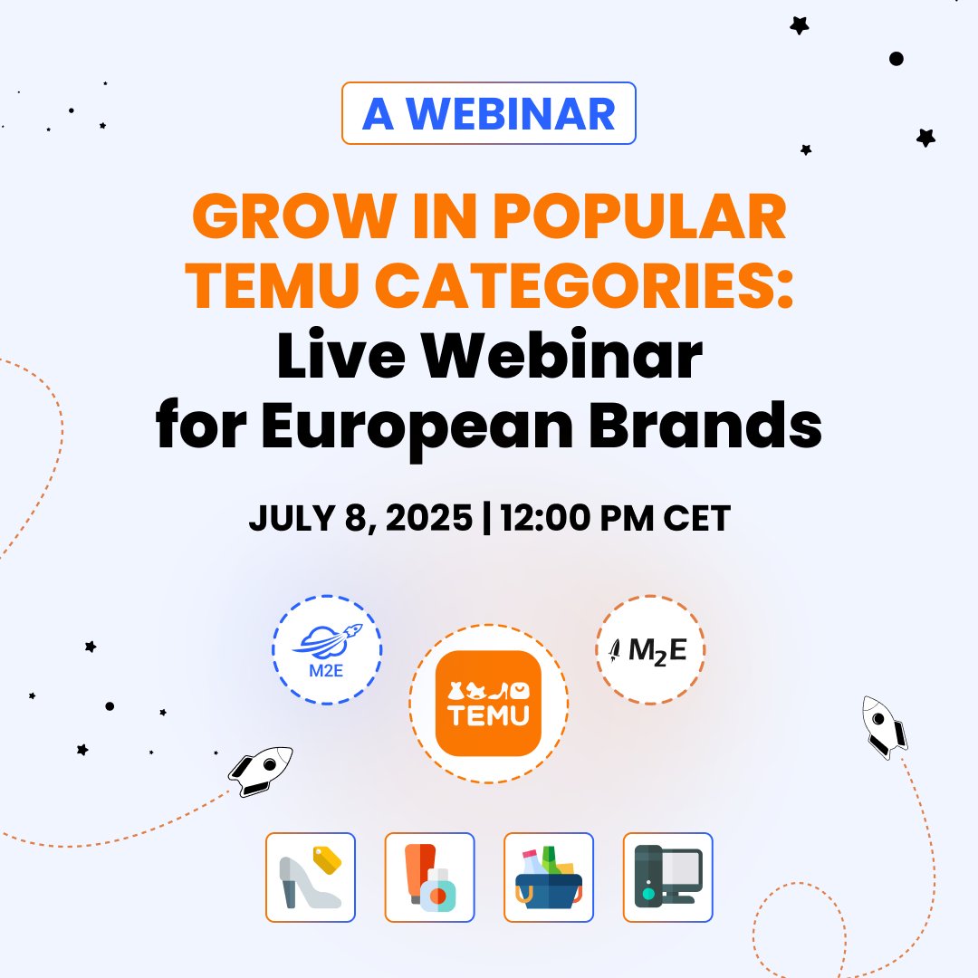 m2ecloud's tweet image. Selling in Europe?
Join our FREE live webinar on July 8 at 12:00 PM CET and learn how to grow in the hottest Temu categories 🚀

👉 Tap the link to save your spot
m2ecloud.com/m2e-temu-webin…

#temu #m2e #m2epro #m2ecloud #ecommerce #europeselling #marketplace