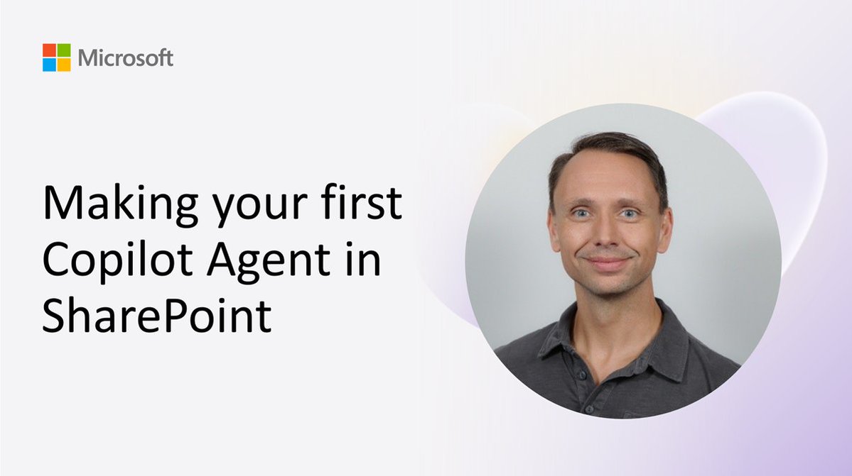 Microsoft SharePoint (@sharepoint) on Twitter photo π‘ Making your first Copilot Agent in SharePoint!
Let <a href="/ToddKlindt/">Todd Klindt - Computer Nerd</a> show you how to get started with Copilot in SharePoint, from setup to real-world use cases.
πΊ Watch the demo here β msft.it/6016quKOo
#microsoft365 #sharepoint #copilot #agents π‘ Making your first Copilot Agent in SharePoint!
Let <a href="/ToddKlindt/">Todd Klindt - Computer Nerd</a> show you how to get started with Copilot in SharePoint, from setup to real-world use cases.
πΊ Watch the demo here β msft.it/6016quKOo
#microsoft365 #sharepoint #copilot #agents