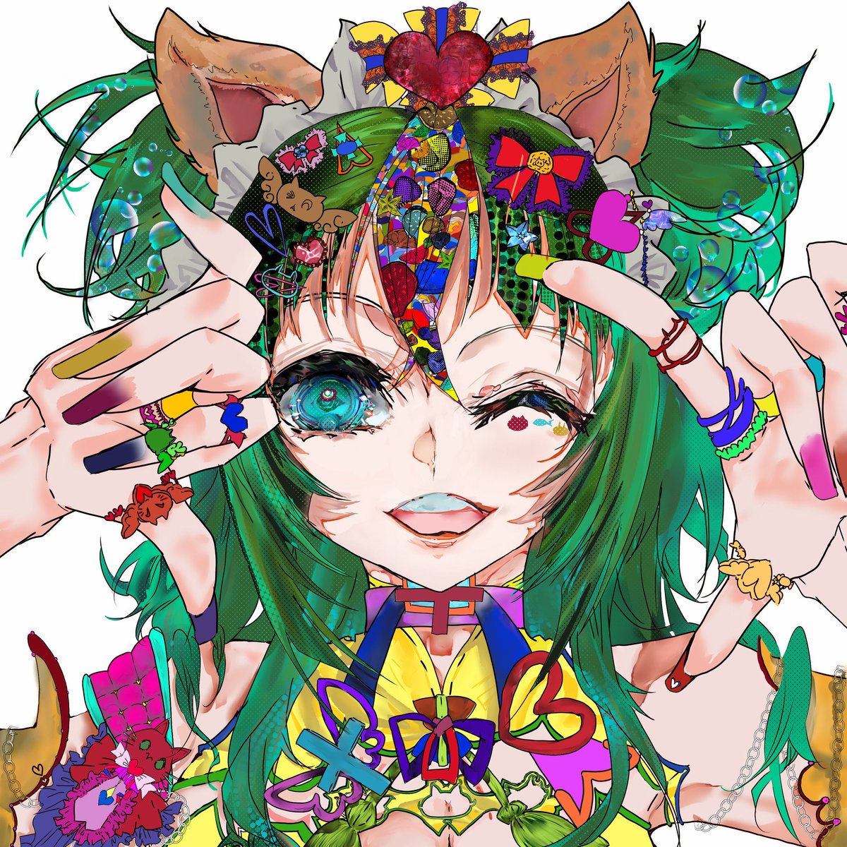 kalilalu7's tweet image. hope you like this chaotic cuteness
#colorfulart #visualoverload #ocart #japaneseartist #popartstyle