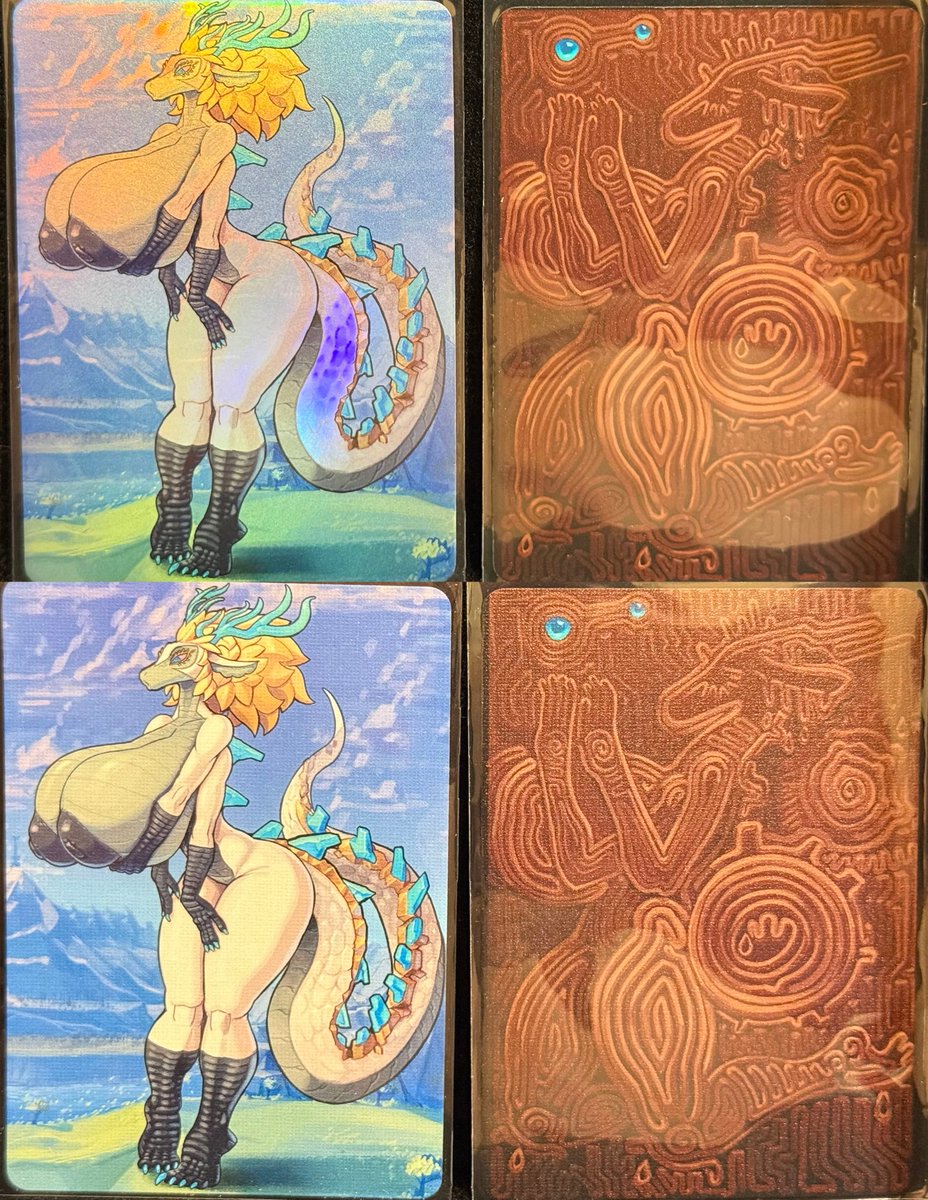 A Dragon of Light. I havent seen people play with the multiple limbs of the design. So

kitsuprints.com/products/sndp

Come in 2 flavors
Cock Vs No Cock
Cards have unique reverse side art, too!
Comes in holo and non-holo effects
Thank you so much to everyone who already supported