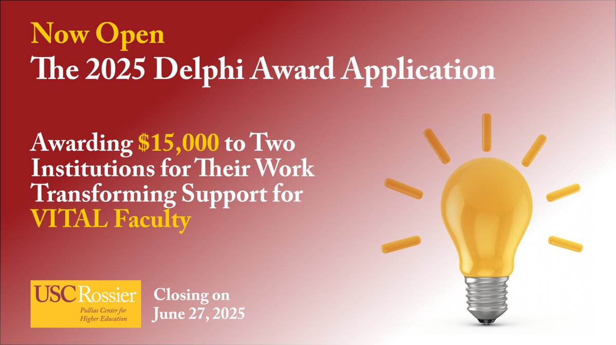 AAC&U (@aacu) on Twitter photo The Delphi Award application deadline is next month. Has your institution made changes to support VITAL faculty? Share your programs, policies, and practices. Two institutions will receive $15K. ow.ly/BSN150VXKqu via <a href="/USCPullias/">USC Pullias Center for Higher Education</a> The Delphi Award application deadline is next month. Has your institution made changes to support VITAL faculty? Share your programs, policies, and practices. Two institutions will receive $15K. ow.ly/BSN150VXKqu via <a href="/USCPullias/">USC Pullias Center for Higher Education</a>