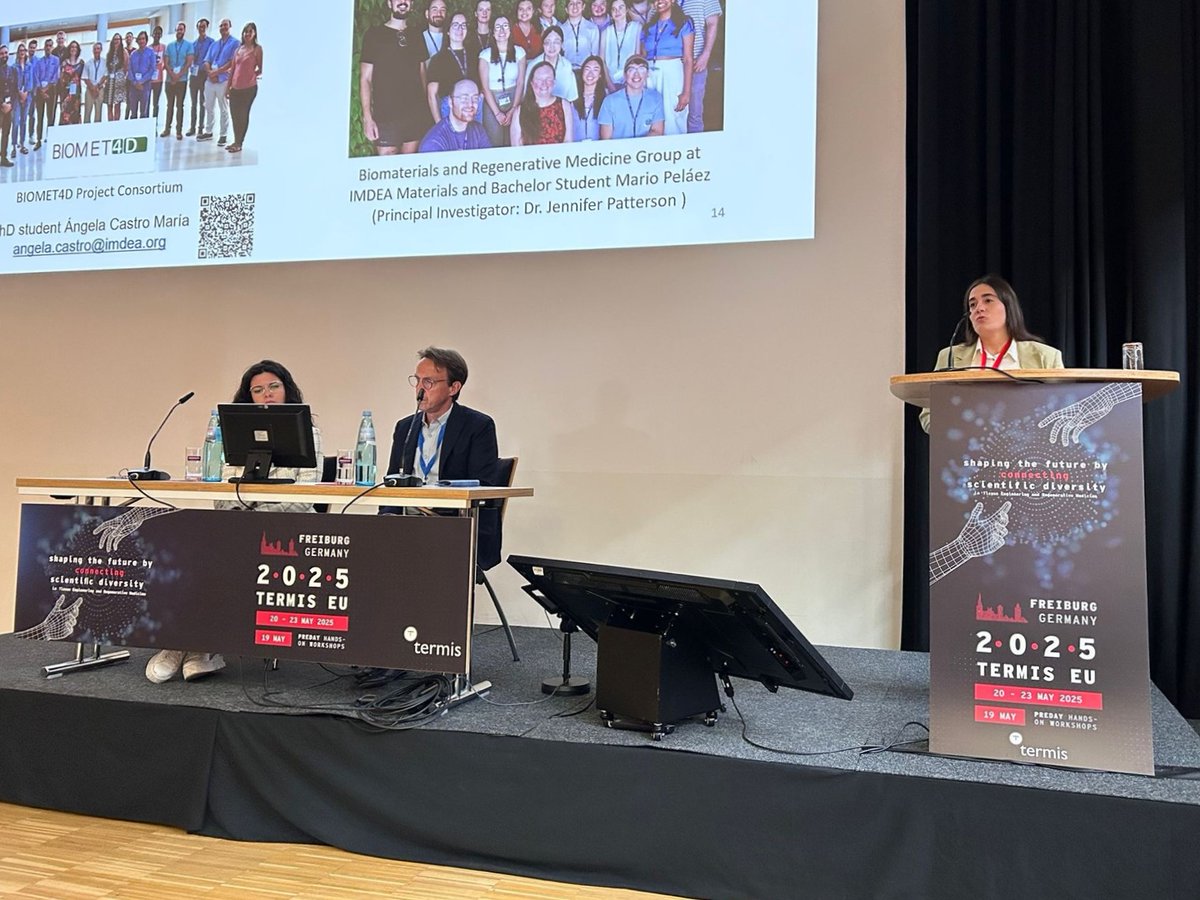 ImdeaMaterials's tweet photo. 🏆We congratulate researcher, Dr. @diazpayno, for his 3rd place for Best Oral Talk at the recent #TERMIS conference!
He was joined at the event by IMDEA Materials researchers, Dr. Viktoriia Sevostianova and Ángela Castro María, who showcased results from #BIOMET4D.
@SyisTermis https://t.co/YUdUIqB9l2