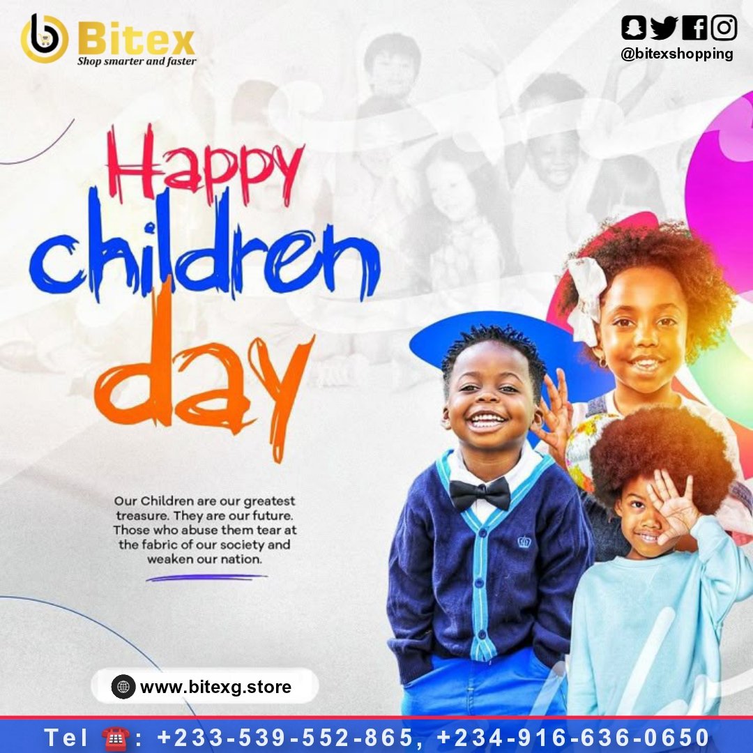 bitexshopping's tweet photo. Today we at Bitex Shopping celebrates all children out there... 
HAPPY CHILDREN'S DAY‼️💃💃💃��� 🥳
Our children are our greatest treasure, they are our future...

🌐 Start Shopping Now!
🛒 Visit: https://t.co/dUxld61R2L

✨ Enjoy Your day &amp; Happy Shopping! ✨ https://t.co/cemut2xrT3