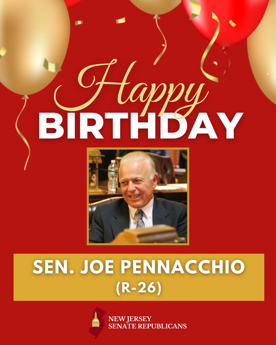 Wishing Senator “Jersey Joe” Pennacchio (R-26) a very happy birthday! 🎉
 
We are grateful for your many years of service to the residents of #NewJersey and hope you have a fantastic day.