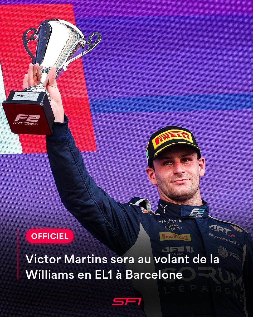 Dernier_Secteur's tweet photo. 🚨 OFFICIEL : Victor Martins va remplacer Alex Albon au volant de la Williams ce vendredi en EL1 lors du Grand Prix d'Espagne à Barcelone ! 🙌🇫🇷

#F1 #SpanishGP 🇪🇸 https://t.co/YmueyyG72s